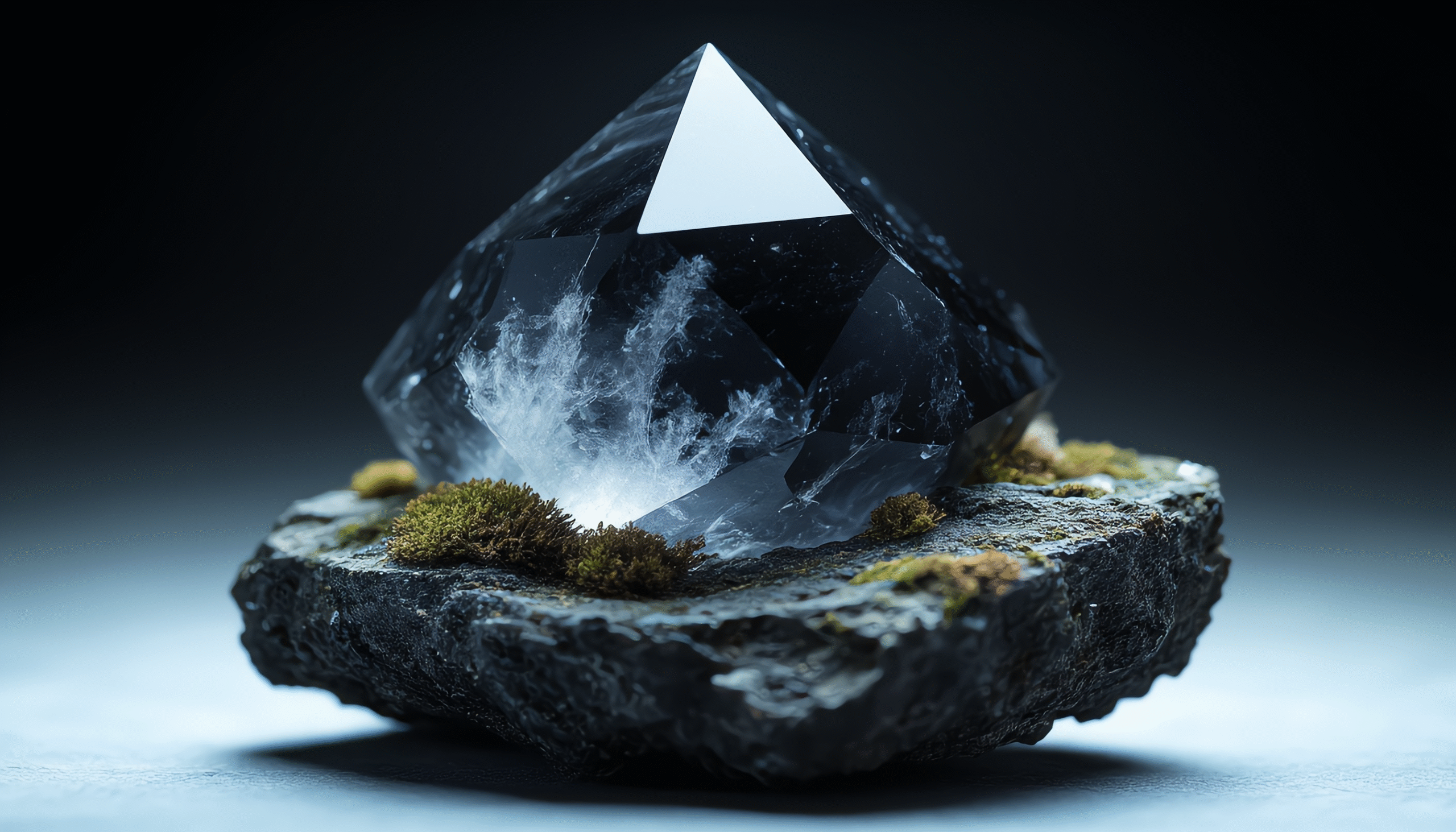 Crystal. Magic Gold. Vibes. Golden. Gems tones. Natural. Jewelry. Crystal go free direct links Faceted Black Crystal, Mineral with Inclusions, Dark Mineral Matrix, Studio Mineral Photography, High Contrast Mineral Specimen, Black Gem on Matrix, Textured Mineral Base, Dramatic Crystal Lighting, Aesthetic Mineral Display, Black Crystal White Inclusions,