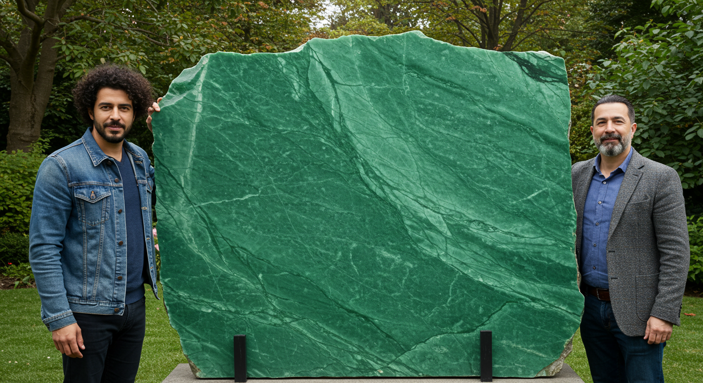 Guardians of the Green Giant: A Moment with a Monumental Jade Slab